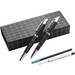 Fém tollkészlet, kék tollbetéttel, díszdobozban, fekete (2057-50CD)